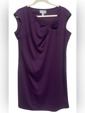 Karin Stevens Purple Sheath Dress Floral Rosette Detail Size 16